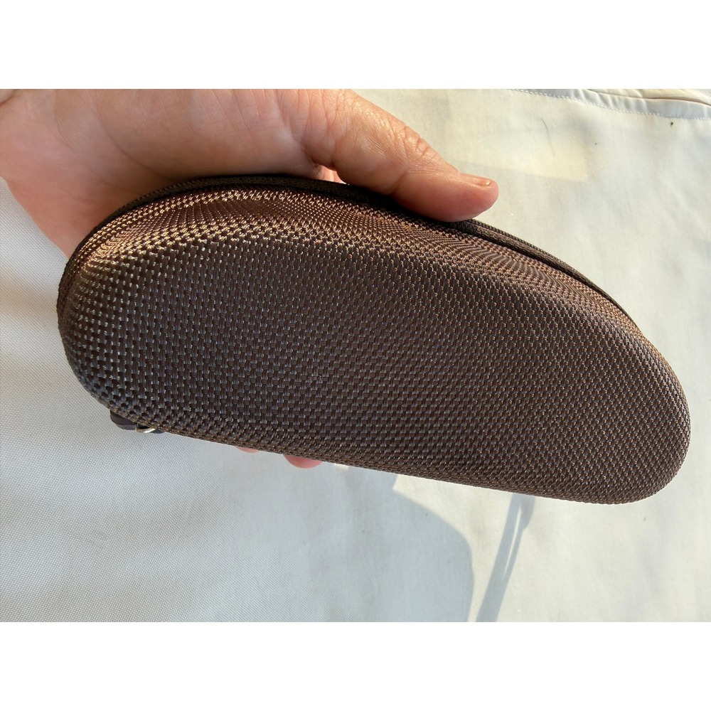 Maui Jim Brown Woven Hard Shell Zippered Sunglasses Case Blue Logo - Picture 2 of 7